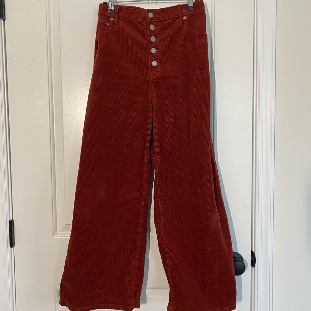 Maroon wide leg corduroy pants